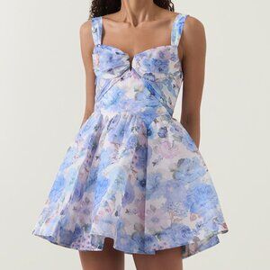 Zimmerman Rebellious style pleated floral mini halter dress